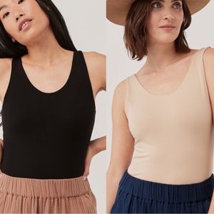 Pact Women's Tank Bodysuits - Set of 2 (Black & Champagne Sz X-Small)